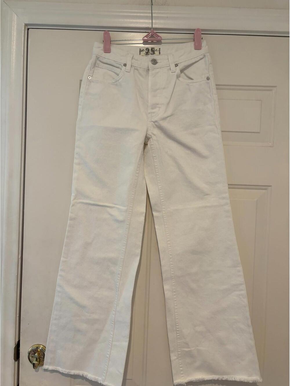 Womens We the Free size 25 white jeans wide leg mid rise raw hem NWOTags‎ #189